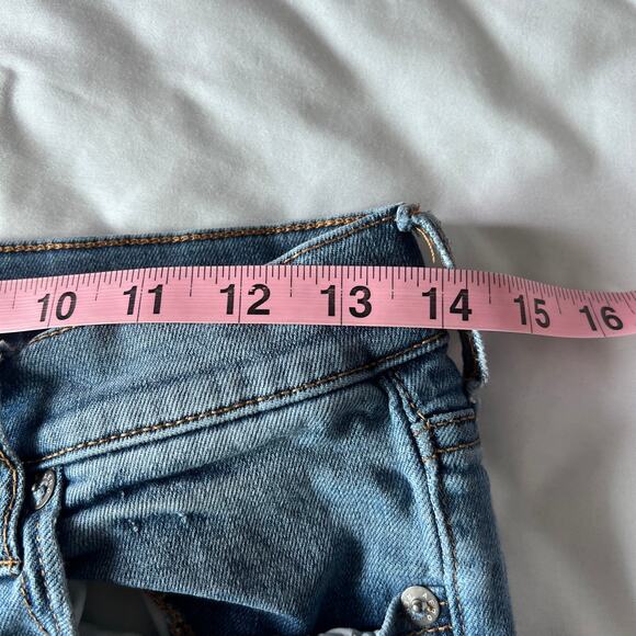 Aéropostale Cheeky Jegging Women’s Size 8 Blue Distressed Skinny Jeans Raw Hem - Picture 9 of 11